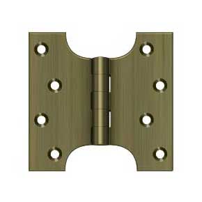 Deltana [DSPA4040U5] Solid Brass Door Parliament Hinge - Antique Brass Finish - Pair - 4" H x 4" W