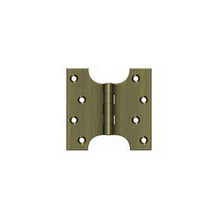 Deltana [DSPA4040U5] Solid Brass Door Parliament Hinge - Antique Brass Finish - Pair - 4&quot; H x 4&quot; W