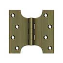 Deltana [DSPA4040U5] Solid Brass Door Parliament Hinge - Antique Brass Finish - Pair - 4&quot; H x 4&quot; W