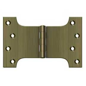 Deltana [DSPA4060U5] Solid Brass Door Parliament Hinge - Antique Brass Finish - Pair - 4" H x 6" W