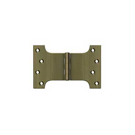 Deltana [DSPA4060U5] Solid Brass Door Parliament Hinge - Antique Brass Finish - Pair - 4&quot; H x 6&quot; W