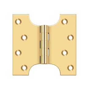 Deltana [DSPA4040CR003] Solid Brass Door Parliament Hinge - Polished Brass (PVD) Finish - Pair - 4" H x 4" W