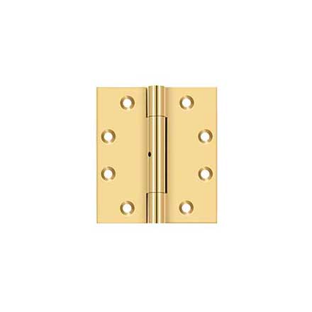 Deltana [CSB4540SN] Solid Brass Door Butt Hinge - Wide Throw - Square Corner - 3 Knuckle - Non-Removable Pin - Polished Brass (PVD) Finish - Pair - 4 1/2&quot; H x 4&quot; W