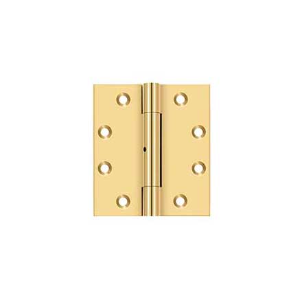 Deltana [CSB4540SN] Solid Brass Door Butt Hinge - Wide Throw - Square Corner - 3 Knuckle - Non-Removable Pin - Polished Brass (PVD) Finish - Pair - 4 1/2&quot; H x 4&quot; W