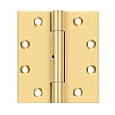 Deltana [CSB4540SN] Solid Brass Door Butt Hinge - Wide Throw - Square Corner - 3 Knuckle - Non-Removable Pin - Polished Brass (PVD) Finish - Pair - 4 1/2" H x 4" W
