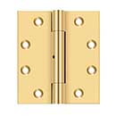 Deltana [CSB4540SN] Solid Brass Door Butt Hinge - Wide Throw - Square Corner - 3 Knuckle - Non-Removable Pin - Polished Brass (PVD) Finish - Pair - 4 1/2&quot; H x 4&quot; W