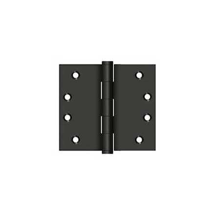 Deltana [DSB4045U10B] Solid Brass Door Butt Hinge - Wide Throw - Button Tip - Square Corner - Oil Rubbed Bronze Finish - Pair - 4&quot; H x 4 1/2&quot; W