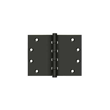 Deltana [DSB4560BB10B] Solid Brass Door Butt Hinge - Wide Throw - Button Tip - Ball Bearing - Square Corner - Oil Rubbed Bronze Finish - Pair - 4 1/2&quot; H x 6&quot; W