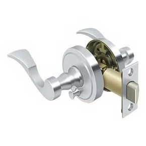 Deltana [PRLLR2U26-RH] Solid Brass Door Lever - Privacy - Right Hand - Polished Chrome Finish