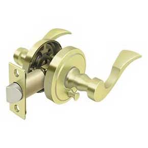 Deltana [PRLLR2U3-LH] Solid Brass Door Lever - Privacy - Left Hand - Polished Brass Finish