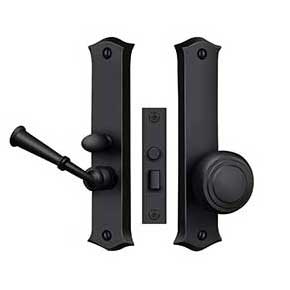 Deltana [SDL688U19] Solid Brass Storm Door Mortise Latch Set - Classic Plate - Paint Black Finish