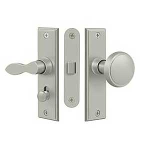 Deltana [SDML334U15] Solid Brass Storm Door Mortise Latch Set - Square Plate - Brushed Nickel Finish