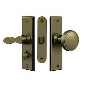 Deltana [SDML334U5] Solid Brass Storm Door Mortise Latch Set - Square Plate - Antique Brass Finish