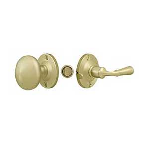 Deltana [SDL980U3-UNL] Solid Brass Storm Door Tubular Latch Set - Round Plate - Polished Brass (Unlacquered) Finish