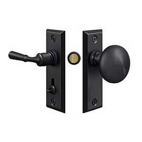 Deltana [SDLS480U19] Solid Brass Storm Door Tubular Latch Set - Rectangular Plate - Paint Black Finish
