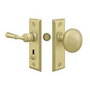 Deltana [SDLS480U3] Solid Brass Storm Door Tubular Latch Set - Rectangular Plate - Polished Brass Finish