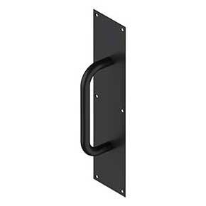 Deltana [PPH4016U19] Stainless Steel Door Push Plate & Handle - Flat Black Finish - 4" W x 16" L
