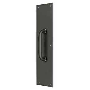 Deltana [PPH55U10B] Solid Brass Door Push Plate & Handle - Oil Rubbed Bronze Finish - 3 1/2" W x 15" L
