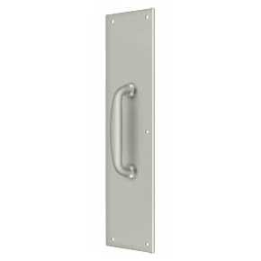 Deltana [PPH55U15] Solid Brass Door Push Plate & Handle - Brushed Nickel Finish - 3 1/2" W x 15" L