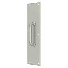 Deltana [PPH55U15] Solid Brass Door Push Plate &amp; Handle - Brushed Nickel Finish - 3 1/2&quot; W x 15&quot; L