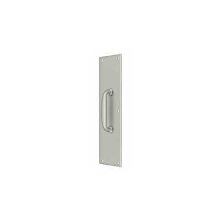 Deltana [PPH55U15] Solid Brass Door Push Plate &amp; Handle - Brushed Nickel Finish - 3 1/2&quot; W x 15&quot; L