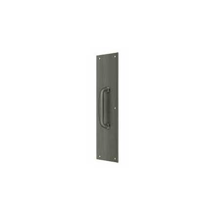 Deltana [PPH55U15A] Solid Brass Door Push Plate &amp; Handle - Antique Nickel Finish - 3 1/2&quot; W x 15&quot; L