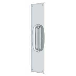 Deltana [PPH55U26] Solid Brass Door Push Plate & Handle - Polished Chrome Finish - 3 1/2" W x 15" L
