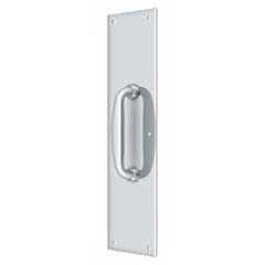 Deltana [PPH55U26] Solid Brass Door Push Plate &amp; Handle - Polished Chrome Finish - 3 1/2&quot; W x 15&quot; L