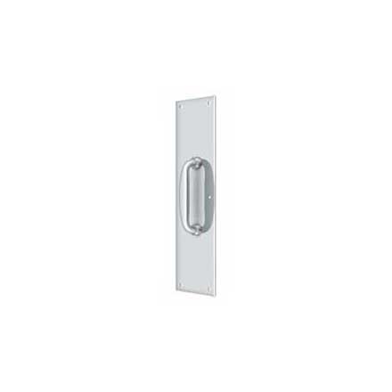 Deltana [PPH55U26] Solid Brass Door Push Plate &amp; Handle - Polished Chrome Finish - 3 1/2&quot; W x 15&quot; L