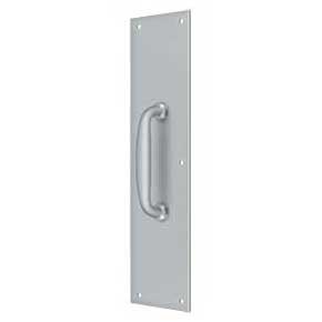 Deltana [PPH55U26D] Solid Brass Door Push Plate & Handle - Brushed Chrome Finish - 3 1/2" W x 15" L