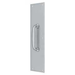 Deltana [PPH55U26D] Solid Brass Door Push Plate &amp; Handle - Brushed Chrome Finish - 3 1/2&quot; W x 15&quot; L