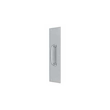 Deltana [PPH55U26D] Solid Brass Door Push Plate &amp; Handle - Brushed Chrome Finish - 3 1/2&quot; W x 15&quot; L