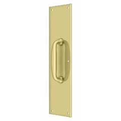 Deltana [PPH55U3] Solid Brass Door Push Plate &amp; Handle - Polished Brass Finish - 3 1/2&quot; W x 15&quot; L