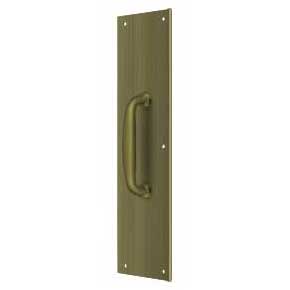Deltana [PPH55U5] Solid Brass Door Push Plate & Handle - Antique Brass Finish - 3 1/2" W x 15" L