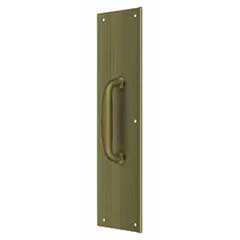 Deltana [PPH55U5] Solid Brass Door Push Plate &amp; Handle - Antique Brass Finish - 3 1/2&quot; W x 15&quot; L