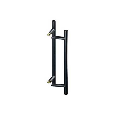 Deltana [SSPORBB24U19] Stainless Steel Back-To-Back Door Pull Handle - Offset - Round Bar - Paint Black Finish - 24&quot; L