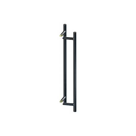 Deltana [SSPORBB36U19] Stainless Steel Back-To-Back Door Pull Handle - Offset - Round Bar - Paint Black Finish - 36&quot; L