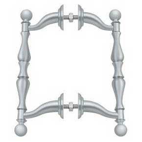 Deltana [OHP620U26D] Solid Brass Back-To-Back Door Pull Handle - Offset - Brushed Chrome Finish - 6 3/16" L