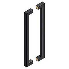 Deltana [SSPBB1810U19] Stainless Steel Back-To-Back Door Pull Handle - Contemporary Square - Paint Black Finish - 18&quot; C/C - 19&quot; L