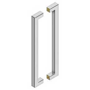 Deltana [SSPBB1810U32] Stainless Steel Back-To-Back Door Pull Handle - Contemporary Square - Polished Finish - 18" C/C - 19" L