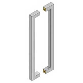 Deltana [SSPBB1810U32D] Stainless Steel Back-To-Back Door Pull Handle - Contemporary Square - Brushed Finish - 18" C/C - 19" L