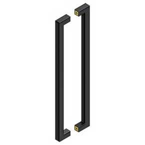 Deltana [SSPBB2410U19] Stainless Steel Back-To-Back Door Pull Handle - Contemporary Square - Paint Black Finish - 24" C/C - 25" L