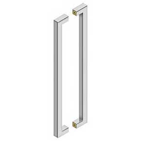 Deltana [SSPBB2410U32] Stainless Steel Back-To-Back Door Pull Handle - Contemporary Square - Polished Finish - 24" C/C - 25" L