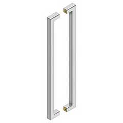 Deltana [SSPBB2410U32] Stainless Steel Back-To-Back Door Pull Handle - Contemporary Square - Polished Finish - 24&quot; C/C - 25&quot; L