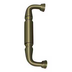 Deltana [DP2574U5] Solid Brass Thru-Bolt Door Pull Handle - Antique Brass Finish - 8" C/C - 8 7/8" L