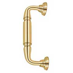 Deltana [DP2576CR003] Solid Brass Thru-Bolt Door Pull Handle w/ Rosettes - Polished Brass (PVD) Finish - 8&quot; C/C - 9 3/4&quot; L