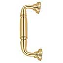 Deltana [DP2576CR003] Solid Brass Thru-Bolt Door Pull Handle w/ Rosettes - Polished Brass (PVD) Finish - 8" C/C - 9 3/4" L