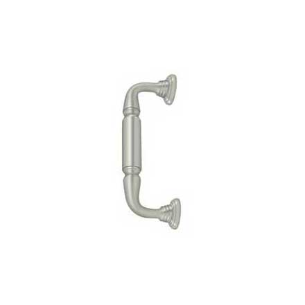 Deltana [DP2576U15] Solid Brass Thru-Bolt Door Pull Handle w/ Rosettes - Brushed Nickel Finish - 8" C/C - 9 3/4" L