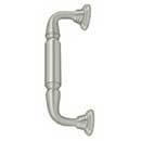 Deltana [DP2576U15] Solid Brass Thru-Bolt Door Pull Handle w/ Rosettes - Brushed Nickel Finish - 8" C/C - 9 3/4" L