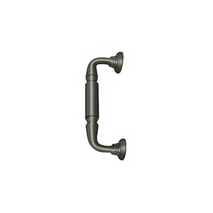 Deltana [DP2576U15A] Solid Brass Thru-Bolt Door Pull Handle w/ Rosettes - Antique Nickel Finish - 8" C/C - 9 3/4" L